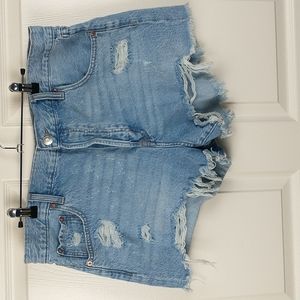 Aeropostale women's high rise boyfriend ripped distressed jean shorts 14